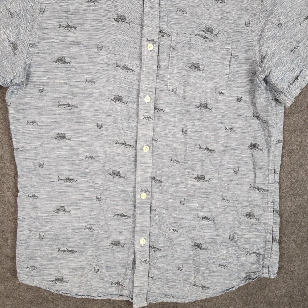 Banana Republic Mens Large Slim Fit Linen Short‎ Sleeve Shirt